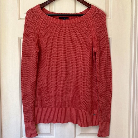 American Eagle Outfitters Sweaters - Coral Pink Red American Eagle Scoop neck Boho Sweater